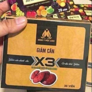 Viên uống giảm cân slim x3 đông y mộc linh ( Tặng kèm 20 viên detox)