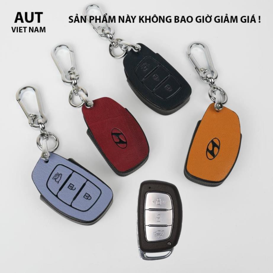 Bao da chìa khóa Smartkey Hyundai Tucson I10 da bò handmade cao cấp