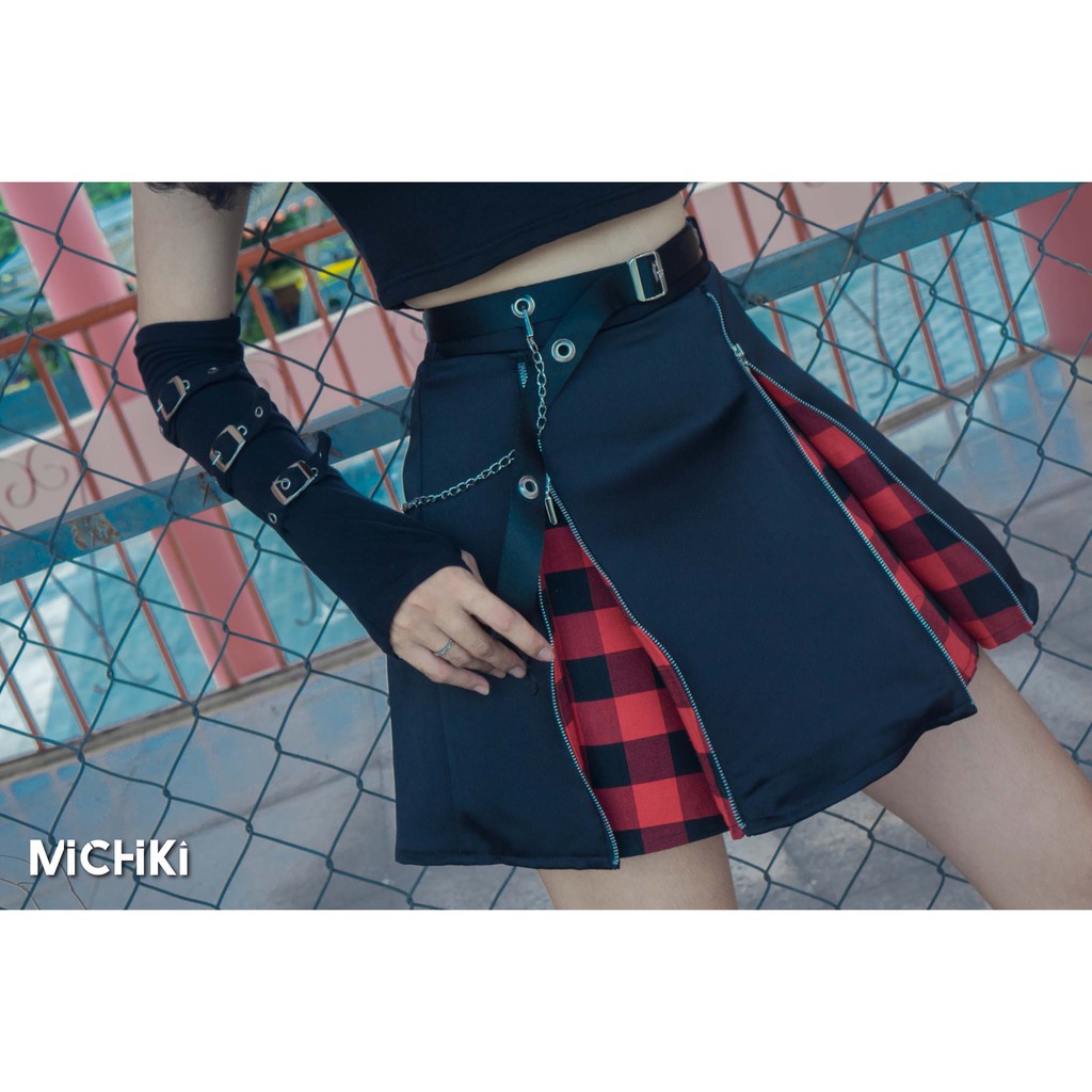 Găng tay phối 4 dây khoá độc quyền Michiki phong cách Ulzzang - Hàng thiết kế cao cấp