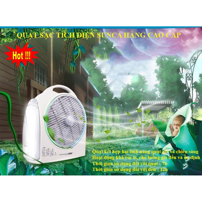 Quạt Tích Điện Đa Năng SUNCA SF-299A299 Cao Cấp, Sản Phẩm Cần Thiết Cho Những Ngày Hè Nóng Bức