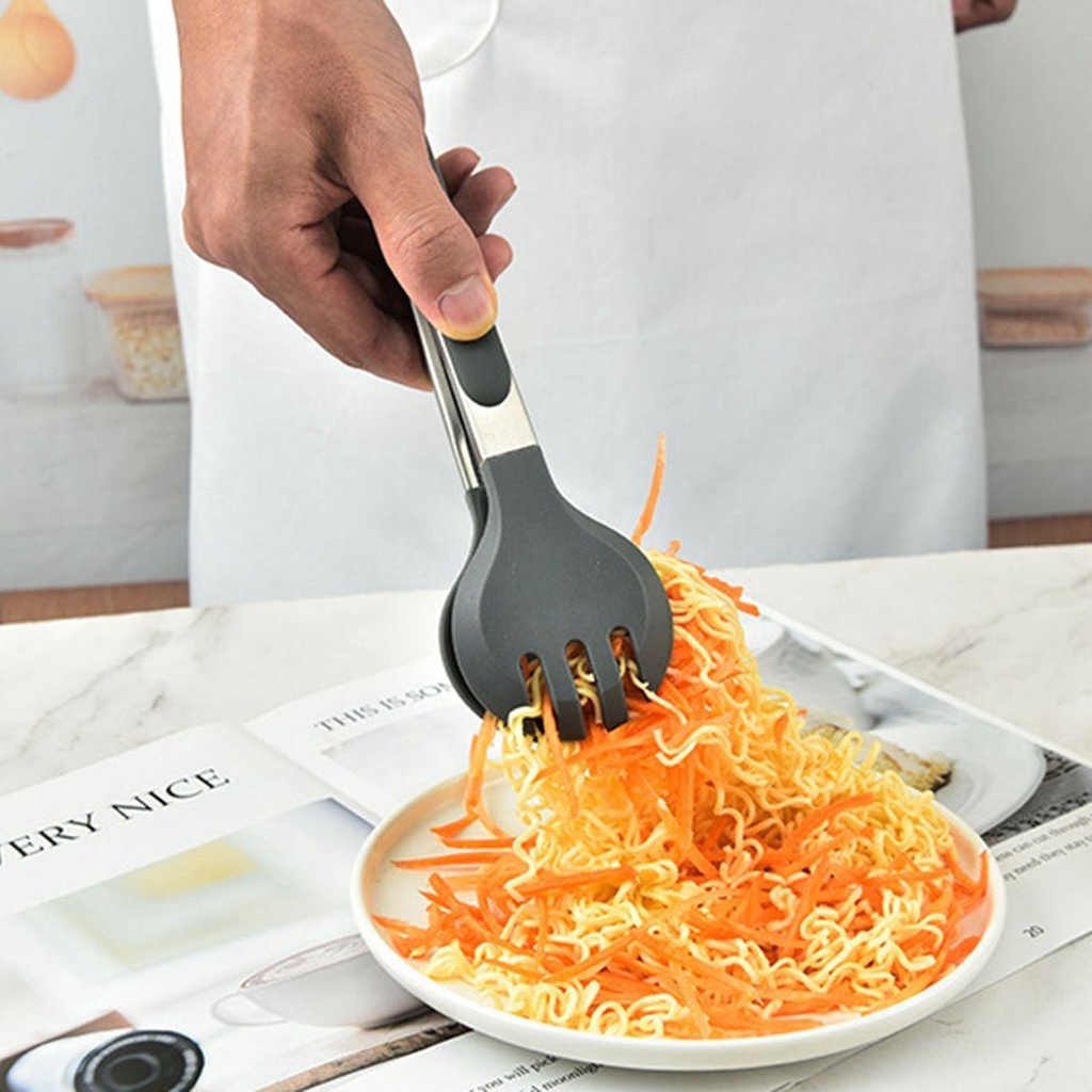 Kẹp Gắp Thức Ăn Bằng Thép Không Gỉ Và Silicone Tay Cầm Chống Trượt Tiện Dụng