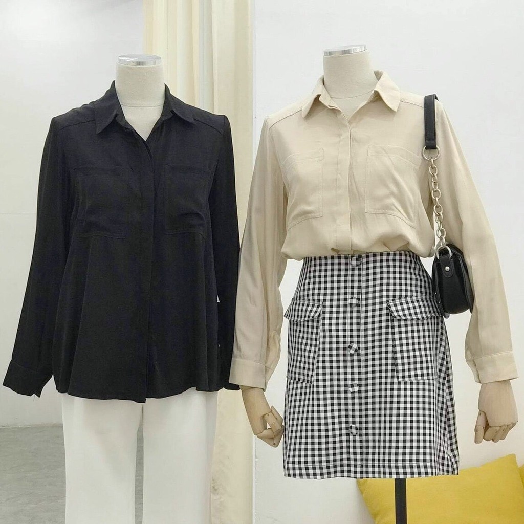 Áo sơ mi công sở nữ Méo shop dài tay chất lụa kiểu Hàn form rộng Alaney | BigBuy360 - bigbuy360.vn