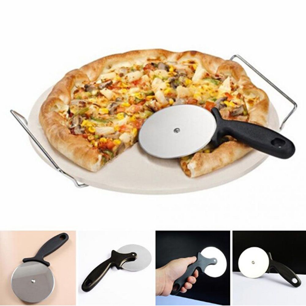 Dụng cụ cắt bánh pizza hình tròn bằng thép không gỉ tiện dụng cho nhà bếp
