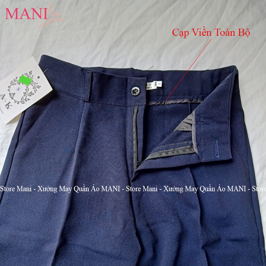 Quần tây baggy nữ cạp cao ống suông dáng đứng màu xanh đen vải mưa dày dặn mặc đi học sinh cấp 2 3 làm công sở
