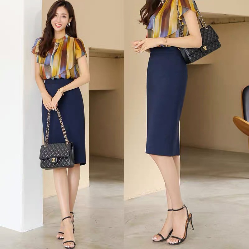 Chân Váy Bút Chì Dáng Dài Qua Gối Cao Cấp Có Xẻ Sau Bc d68cm