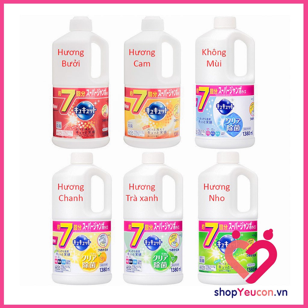 Nước Rửa Bát Kao Nhật Nhiều Mùi Hương, Đậm Đặc 1380ml