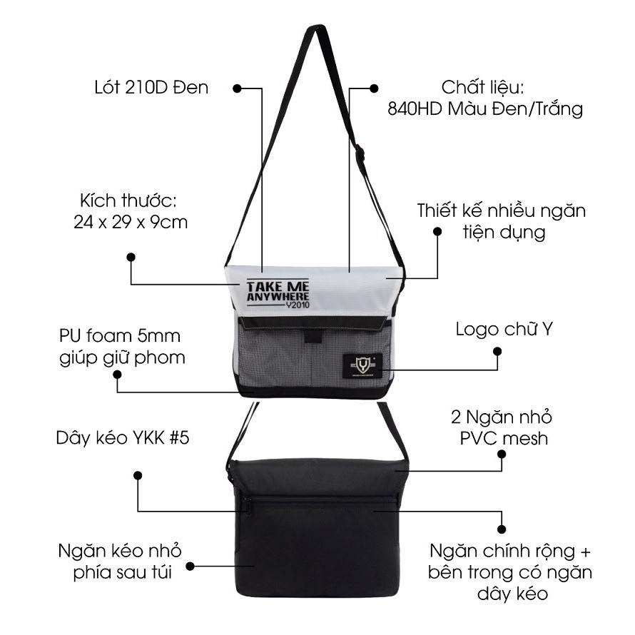 Túi Đeo Nam Nữ Đi Học Đi Chơi YaMe Đặc Biệt B38 19855