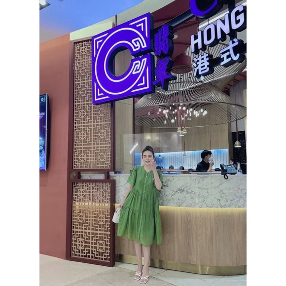 Váy bb suông cúc dọc xoè 3 tầng 2 lớp