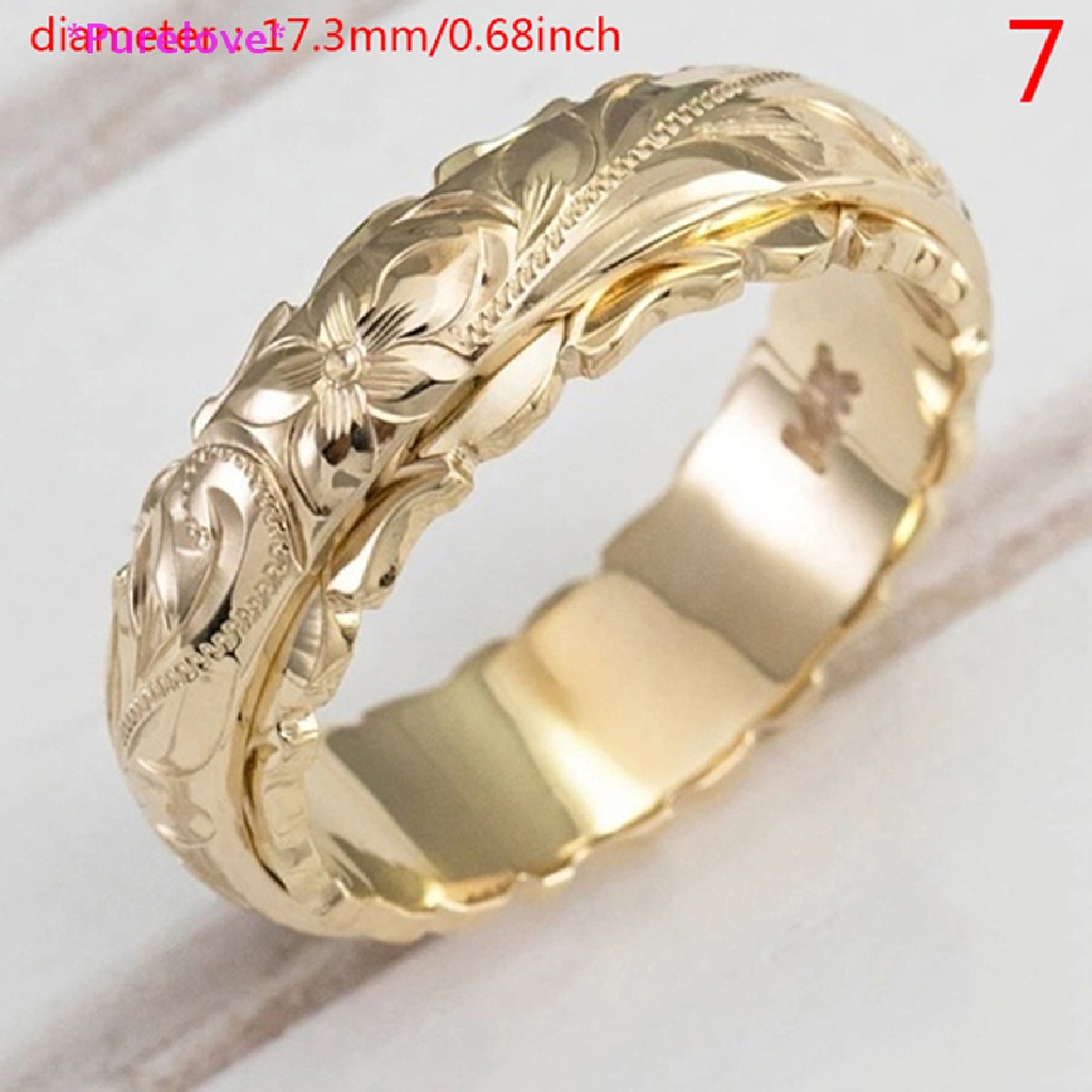 Nhẫn Mạ Vàng 14k Chạm Khắc Hoa Tinh Tế Cho Nữ Mới