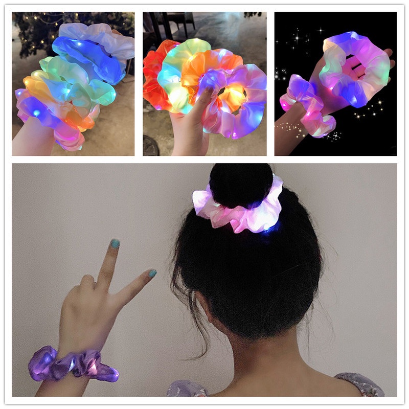 Băng Đô Co Giãn Màu Trơn Có Đèn LED Thời Trang Hàn Quốc Cho Nữ