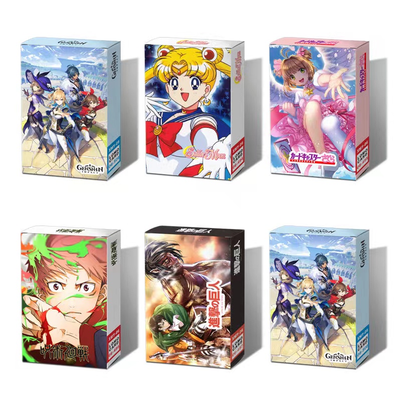 30 cái / hộp thẻ lomo photocard genshin/attack on titan/jujutsu kaisen/sailor moon