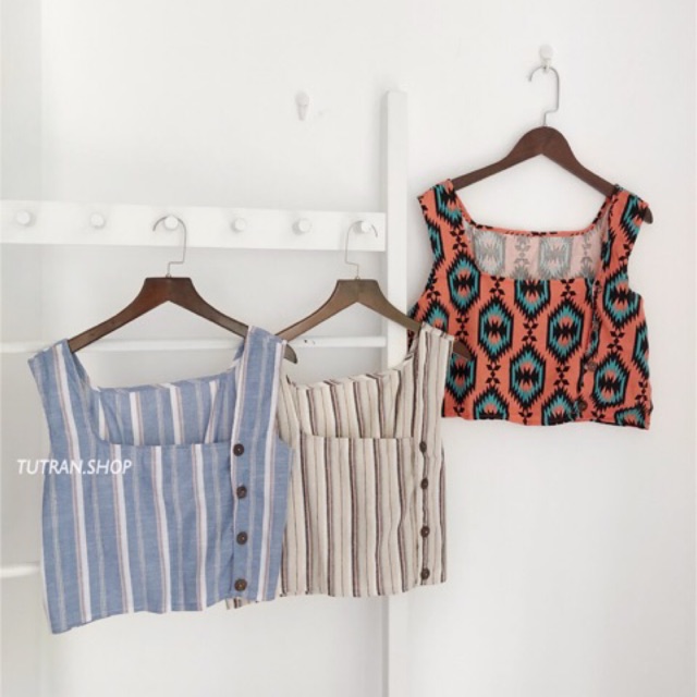 Áo 3 lỗ croptop 1 hàng cúc