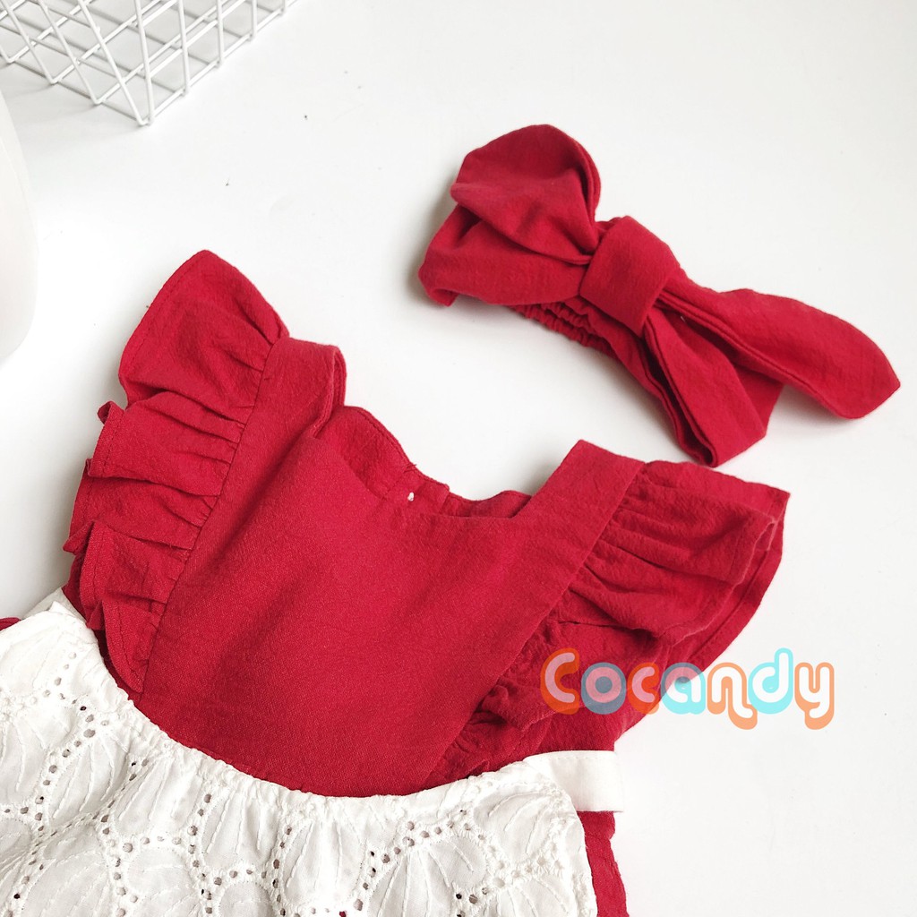 Váy babydoll đỏ kèm turban dễ thương cho bé của COCANDY mã VB101134