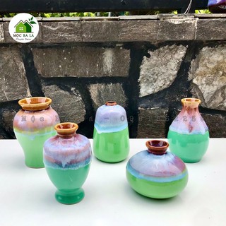 Lọ hoa mini - men hỏa biến - decor trang trí để bàn - gốm bát tràng - mẫu số 7