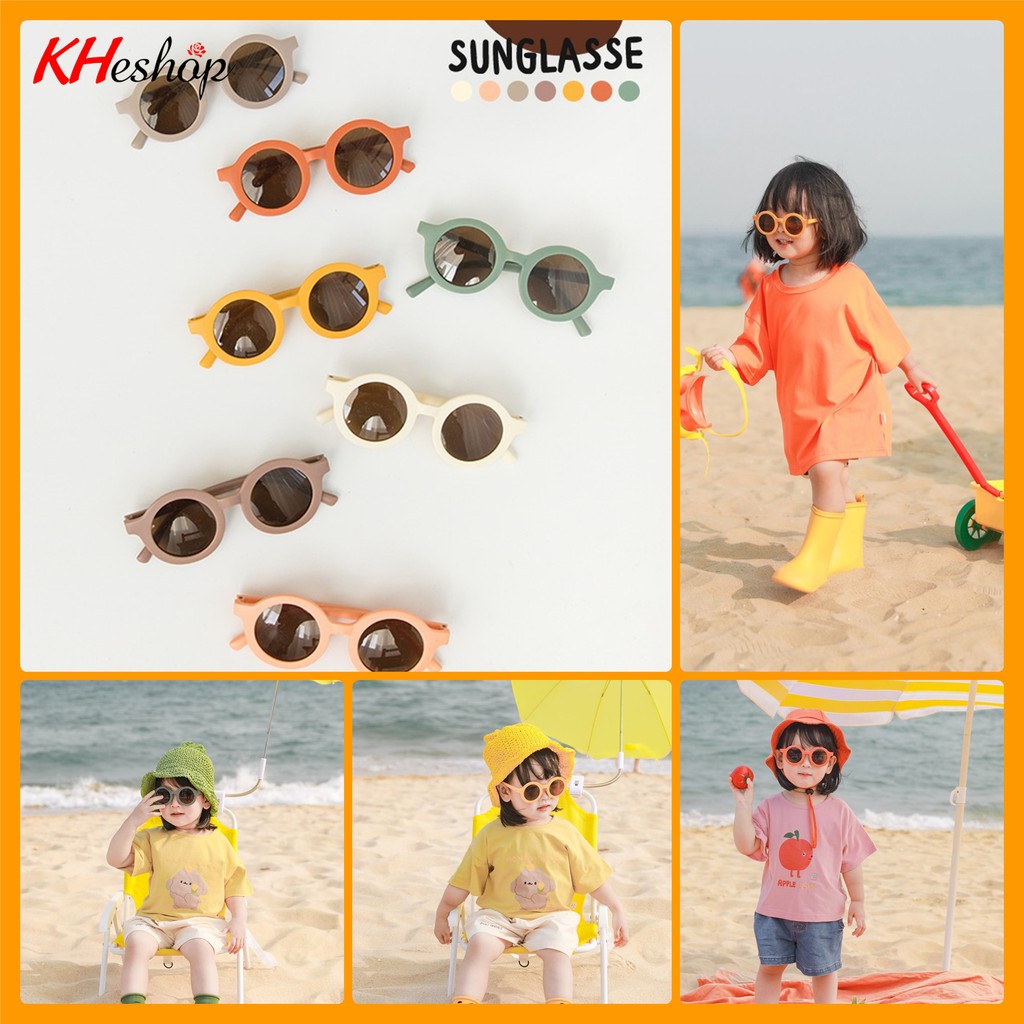 Kính thời trang chống nắng cho bé trai và bé gái , kính râm mặt tròn Hàn Quốc cho bé...