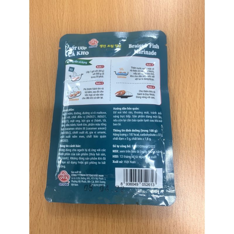 Bộ xốt ướp cá kho, thịt kho, thịt nướng, sườn nướng, chả nướng 80 g kiểu Hàn Quốc Ottogi  sốt me hoàn chỉnh 80 g ottogi