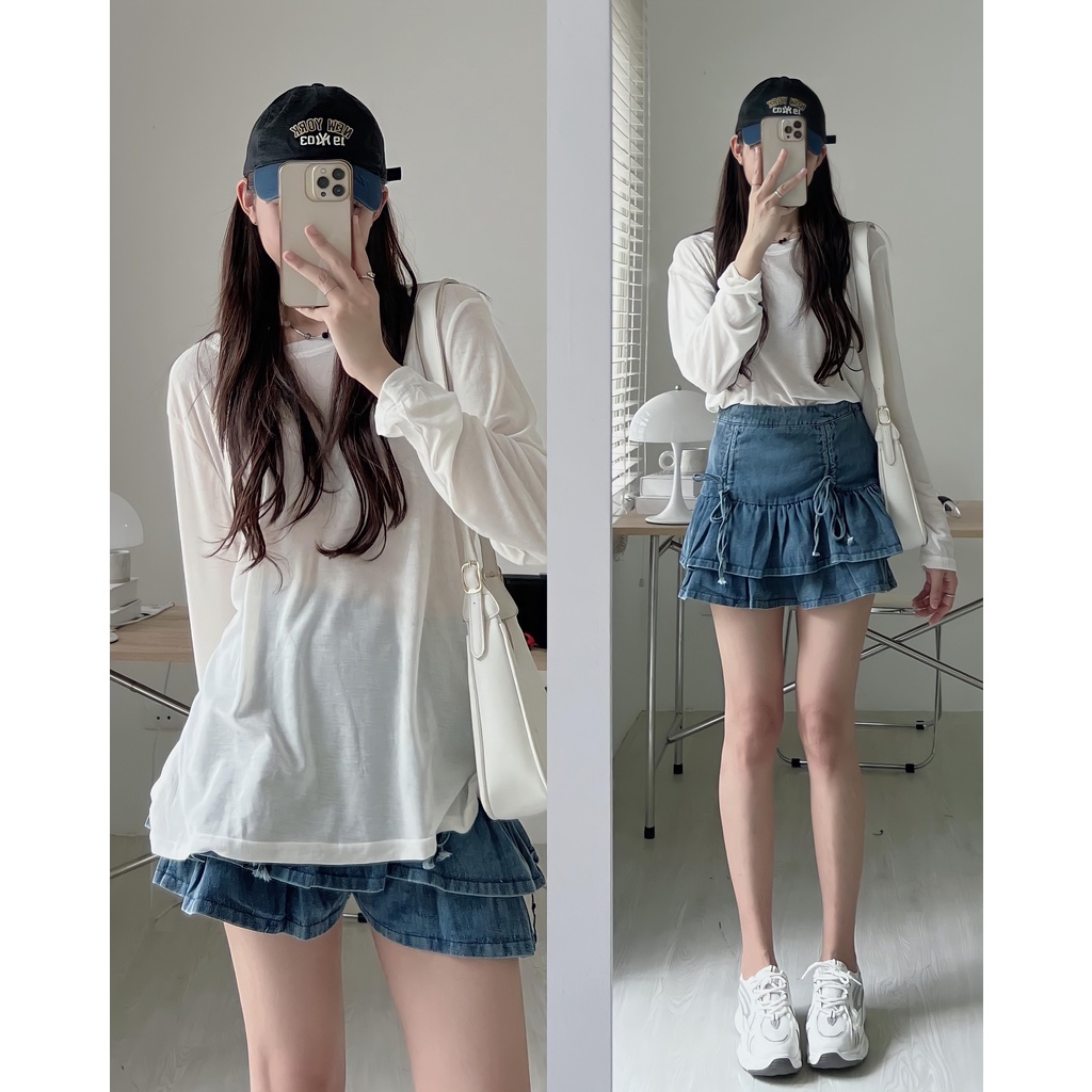 Áo Thun Giấy Dài Tay, Dáng Basic, Hàng Trend, Freesize Dưới 65Kg, Có Quà Tặng Kèm