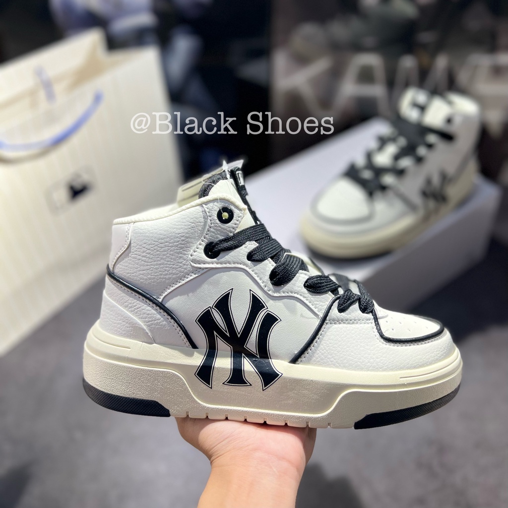 Giày NY MLB Liner Đen Cao Cổ Đế 5cm Giày Tăng Chiều Cao Giày Sneaker Nam Nữ Giày Thể Thao NY Chunky Newyork Hig Mới