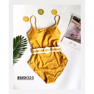 [BKN320] <HÀN> BODYSUIT VÀNG KÈM BELT KIỂU HÀN