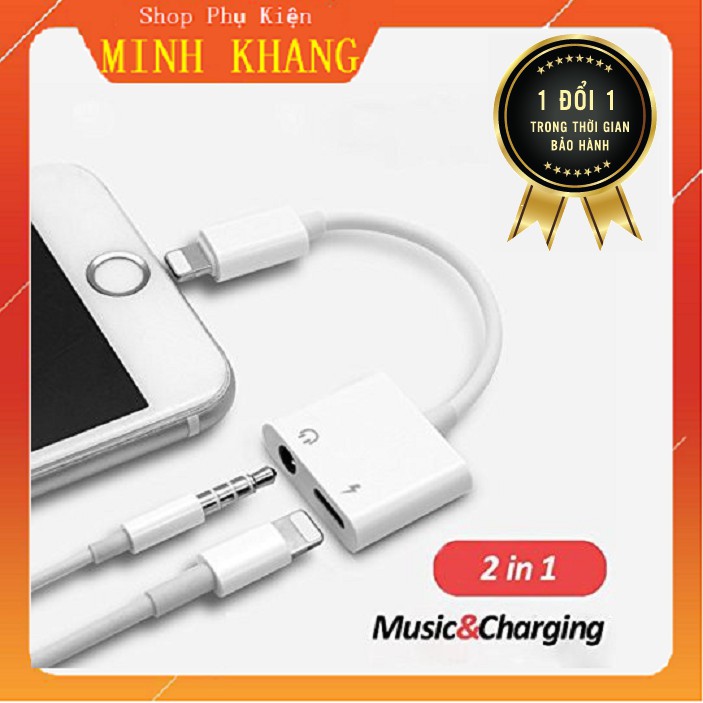 [Mã 2404EL10K giảm 10K đơn 20K] [Free Ship] Cáp Chuyển Đổi 2 in 1 Vừa Sạc Vừa Nghe Nhạc - Tiện Lợi Dành Cho Iphone