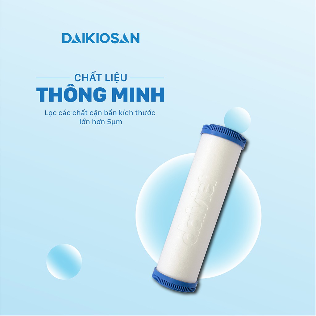 Lõi lọc thô PP 10" 5 μm Đại Việt - Lọc huyền phù, rỉ sét - Dùng cho máy lọc nước Daikiosan, Makano