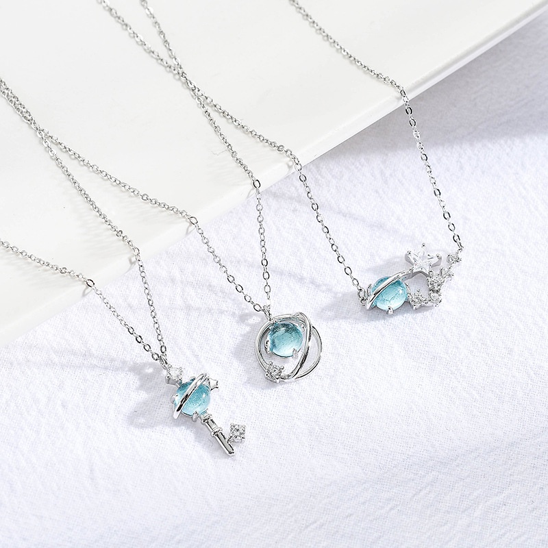 We Flower Vòng cổ Mặt Trăng Và Ngôi Sao Đính Đá Pha Lê Xanh Thời Trang Dành Cho Nữ