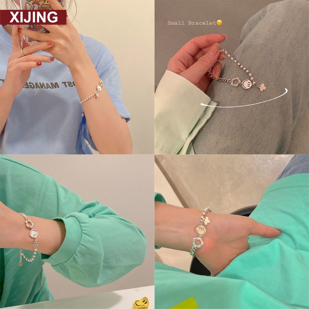 【COD】Vòng Đeo Tay Thiết Kế Nhỏ Nhắn Hình Hoa Mặt Cười Thời Trang Hàng Mới Cao Cấp