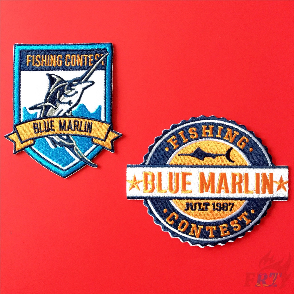 Miếng dán ủi thêu họa tiết Blue Marlin dùng trong may vá DIY