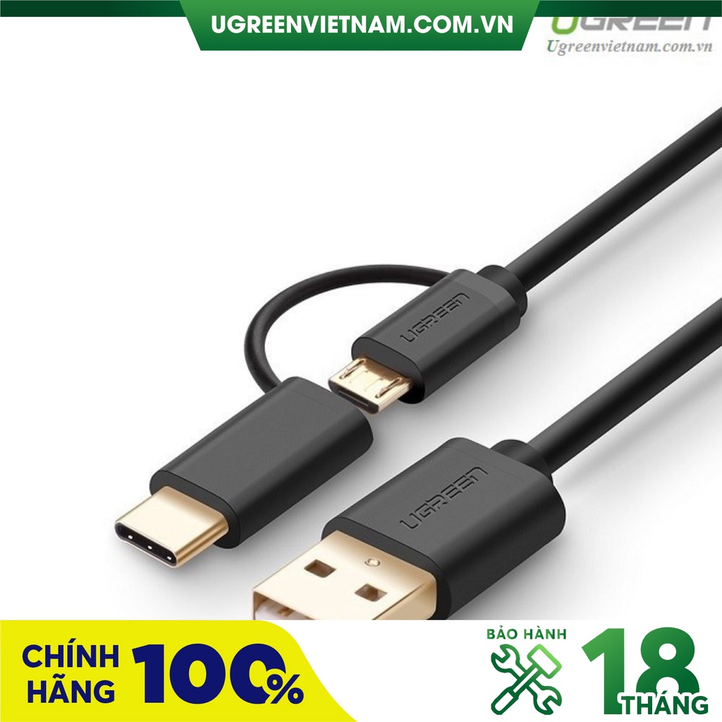 Cáp USB 2.0 to Micro USB và Type-C chính hãng Ugreen