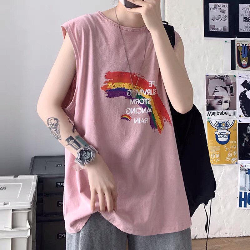 Áo Tank Top Nam Nữ In Hình Cầu Vồng Tuho, Áo 3 Lỗ Form Rộng Unisex Cầu Vồng Hot Trend 2022 Oversize