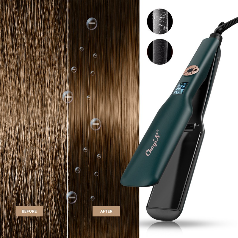 Máy duỗi tóc CKEYIN HS299 PTC hỗ trợ tạo kiểu tóc chuyên nghiệp với tấm sưởi rộng hơn và màn hình LCD