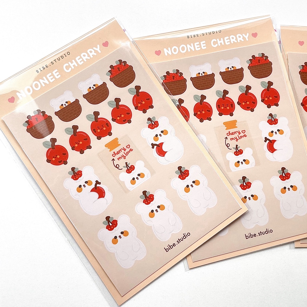 Bibe | Noonee Cherry Sticker Sheet | Hình Dán Trang Trí Sổ Planner, Bullet Journal