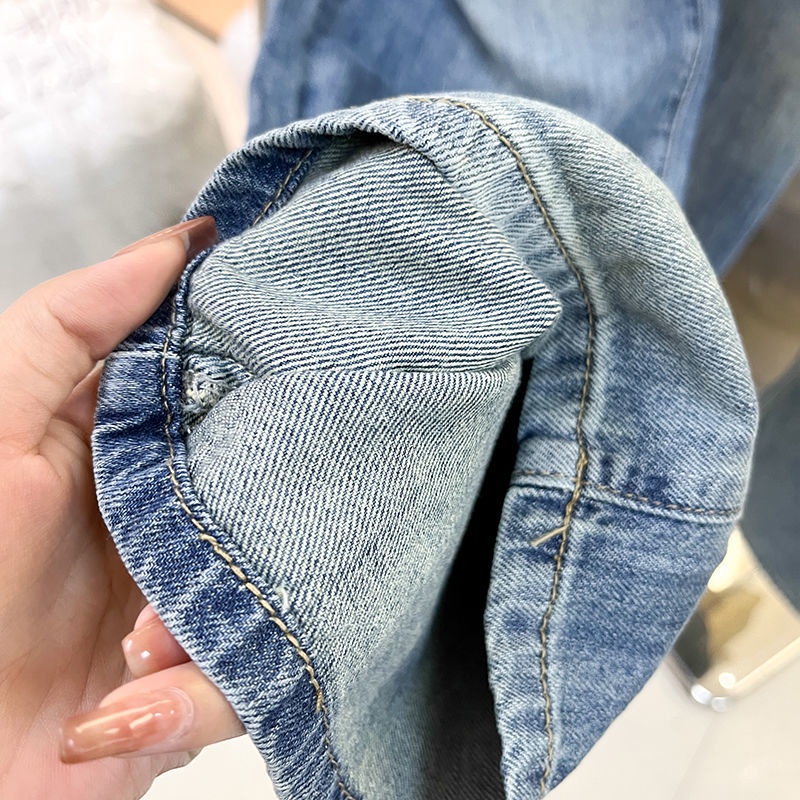 ☑✴☑Quần Jean Nữ Ống Rộng Lưng Cao Phong Cách Retro Hong Kong Thời Trang Mùa Hè 2022 Mới