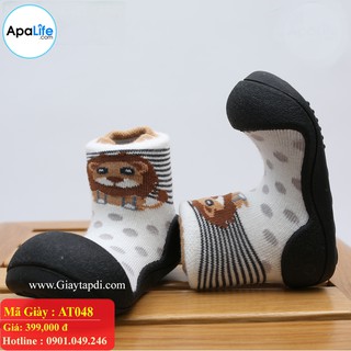 Giày tập đi Attipas Zoo - Đen AT048 nhập Hàn Quốc - cho bé trai /bé gái từ 3 - 24 tháng: đế mềm & chống trơn