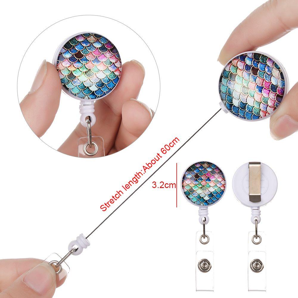 1 Kẹp Giữ Thẻ ID / Thẻ ID Chống Thất Lạc Họa Tiết Vảy Cá Tiện Dụng