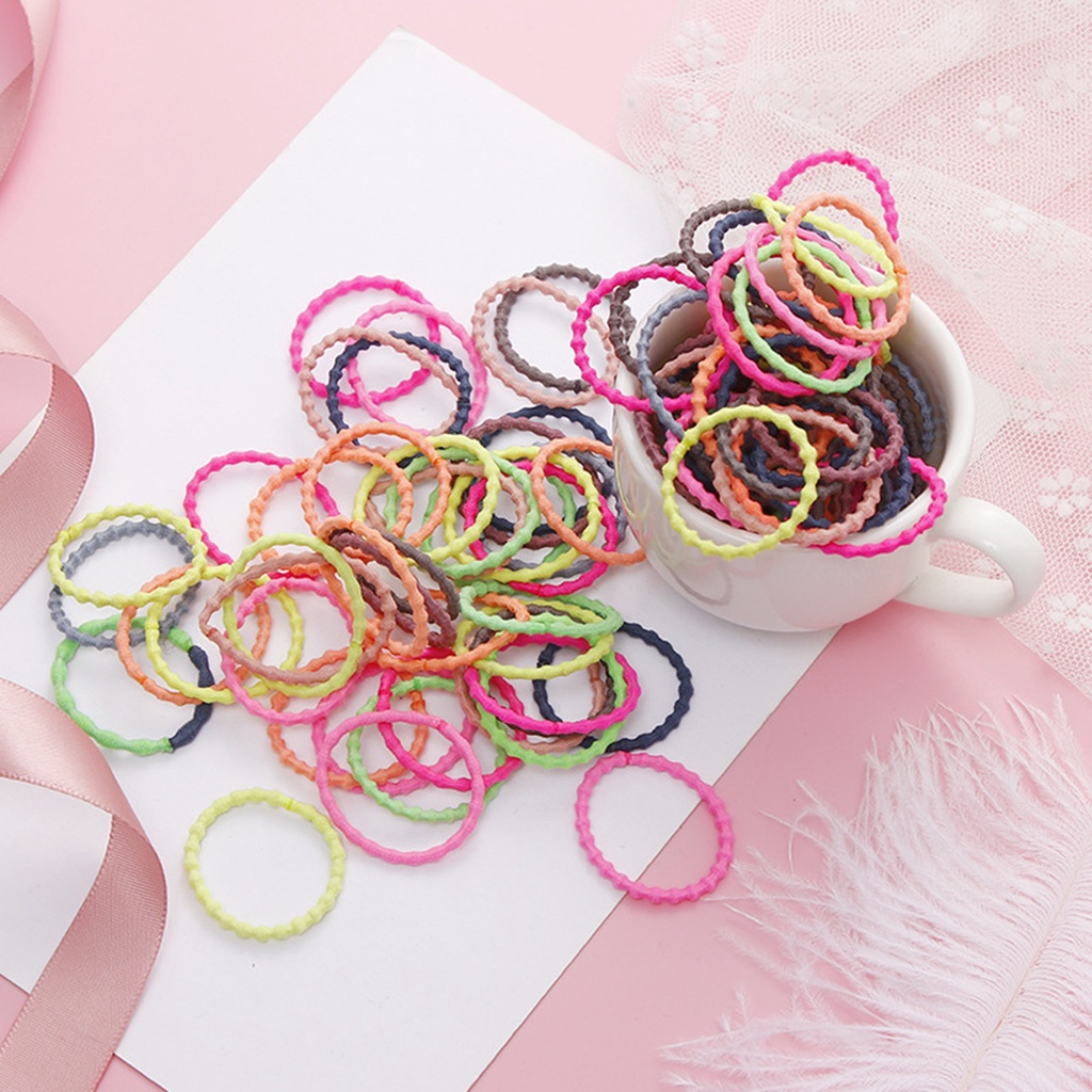 Set 50 Dây Buộc Tóc Cao Su Co Giãn 3cm Tạo Kiểu Tóc Đuôi Ngựa Cho Nữ