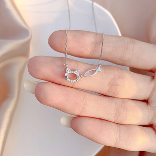 Dây chuyền MÈO XƯƠNG CÁ bạc 925 đính đá cực đẹp