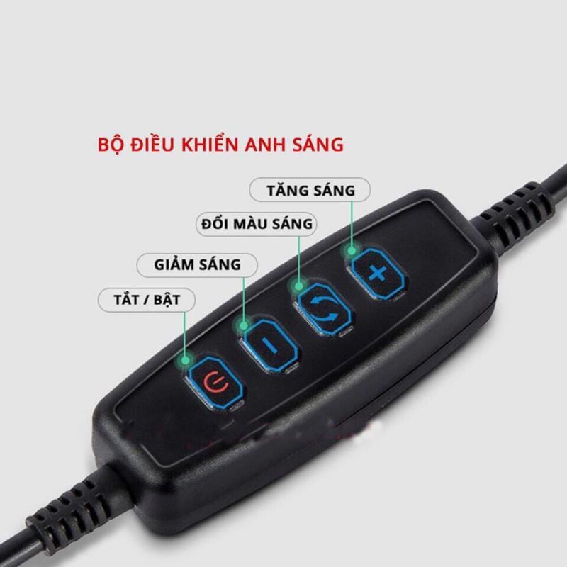 đèn livestream-quay tiktok-chụp ảnh-có 3 size 26cm-30cm-36cm( có 3 kẹp điện thoại)-kèm chân dài 2m1