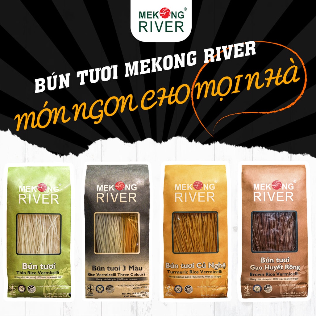 Set Bún Tươi MeKong River Mix Vị 300G/Gói - Đảm bảo 100% Màu Sắc Tự Nhiên Từ Rau Củ Quả