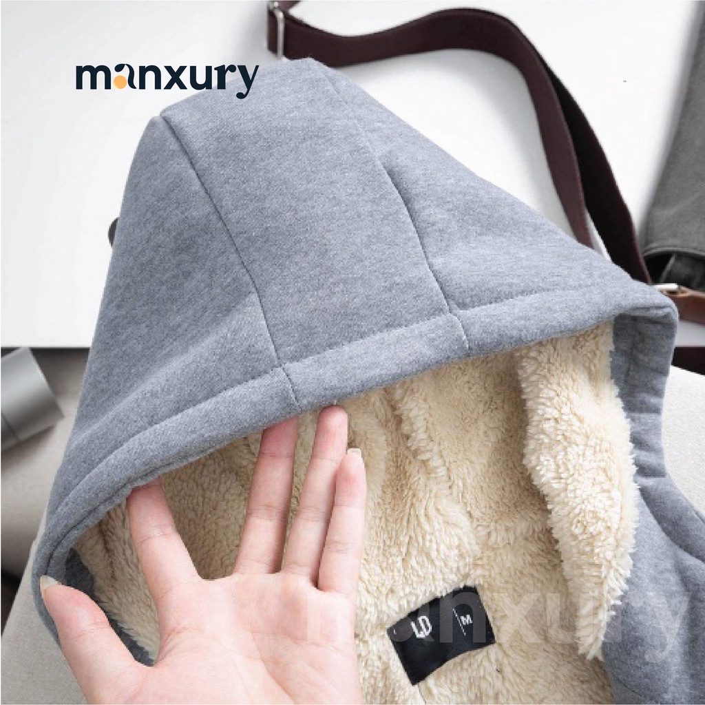 Áo khoác Hoodie nam nữ phong cách thời trang thể thao, Áo khoác nỉ lót lông cừu dày dặn ấm áp MANXURY