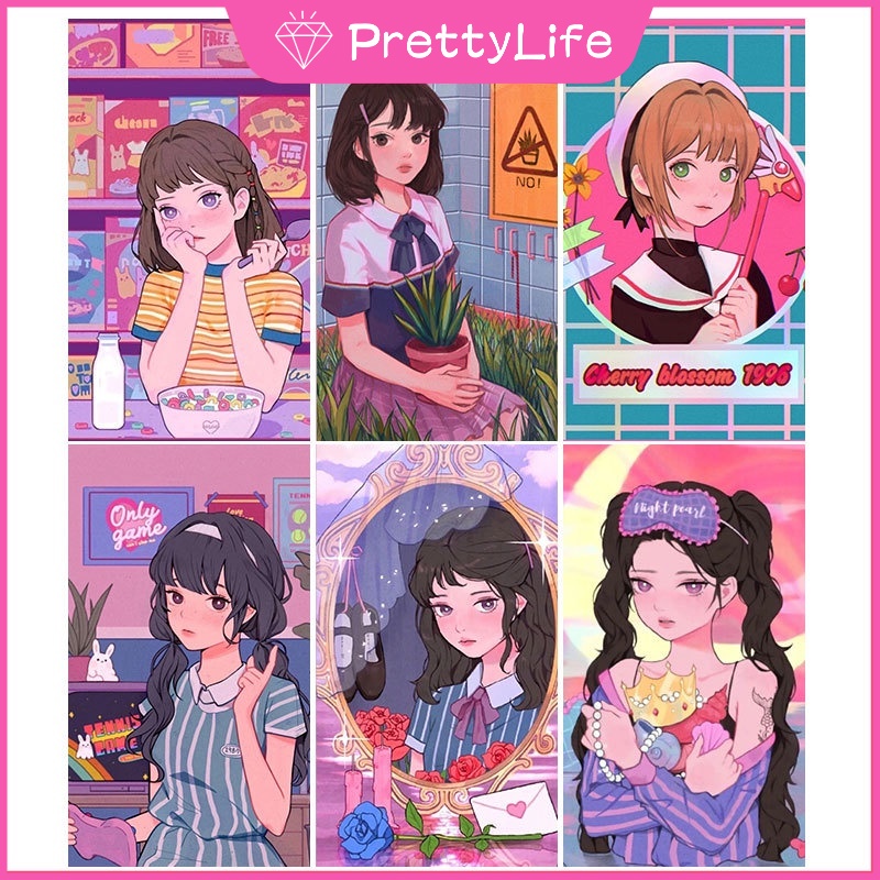 Bộ công cụ làm tranh đính đá 5D DIY họa tiết cô gái hoạt hình dễ thương kích thước 30x40cm dùng trang trí sáng tạo