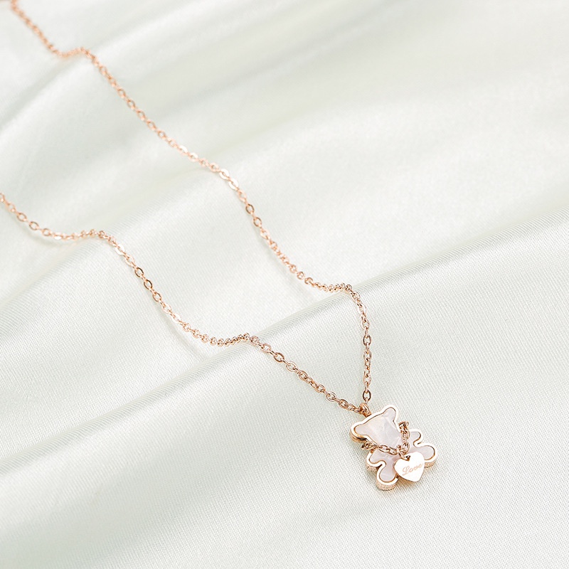 Dây chuyền vòng cổ nữ titan gấu tim X8-304A - CAM KẾT KHÔNG GỈ, KHÔNG BAY MÀU - BẢO HÀNH 12 THÁNG