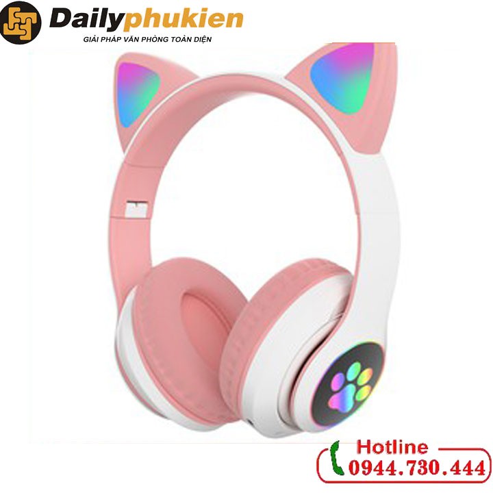 Tai nghe mèo Bluetooth 5.0 có mic livestream 3 màu sắc led dailyphukien