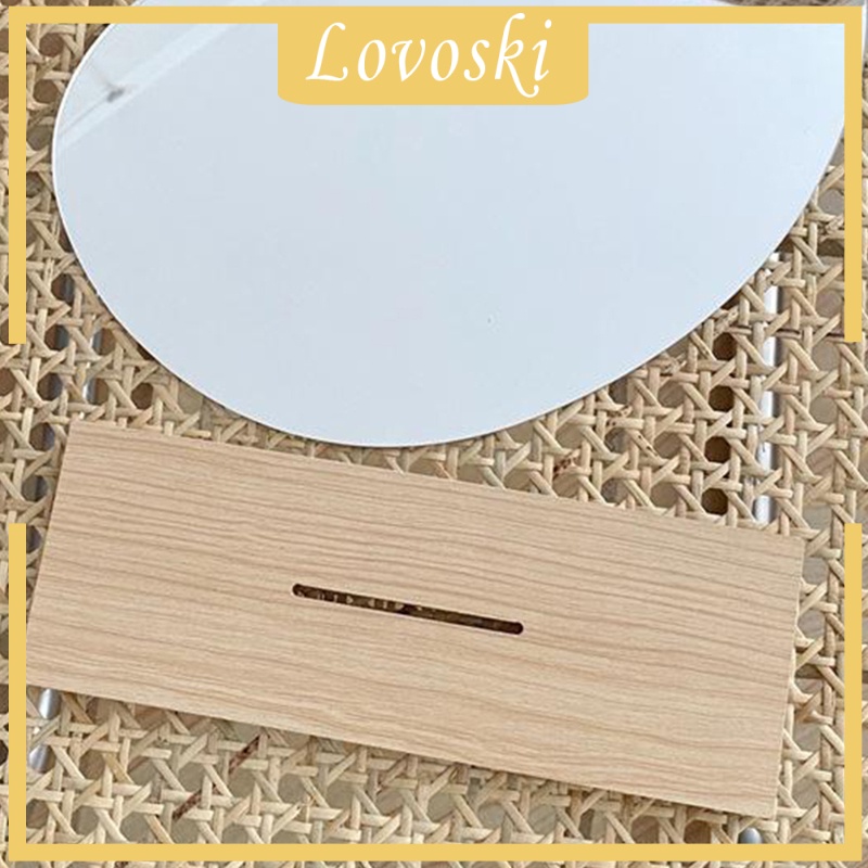 [LOVOSKI] Acrylic Mirrors Irregular Cosmetic Makeup Mirror Wooden Base Decor 24x16cm