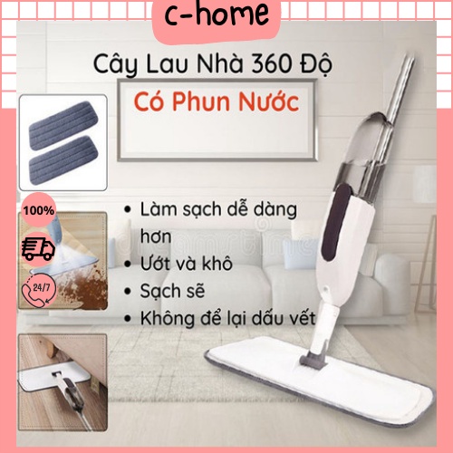 Cây Lau Nhà Phun Sương Cao Cấp, Lau Dọn Dễ Dàng 2 trong 1 đầu xoay 360 độ cực kì tiện lợi