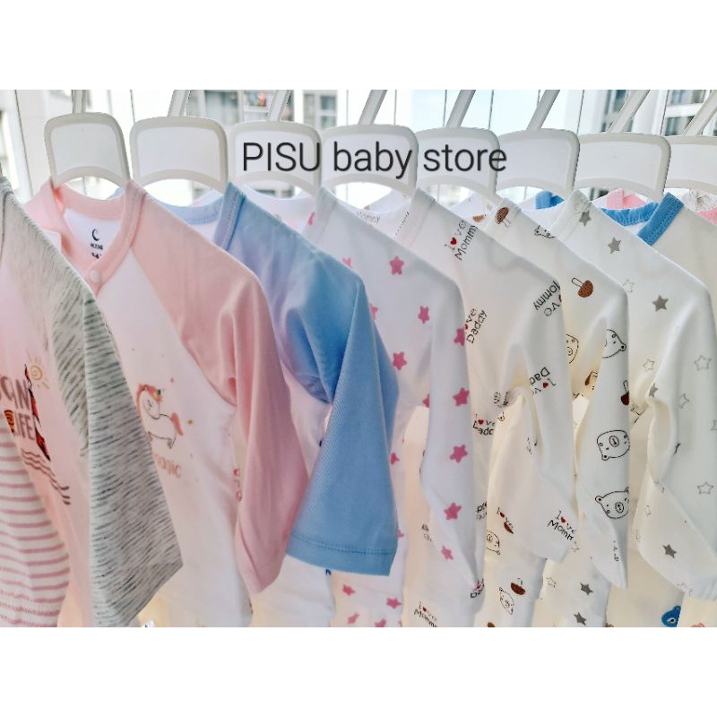 Moon - Bộ dài tay cài chéo petit xinh yêu cho bé 3-7kg