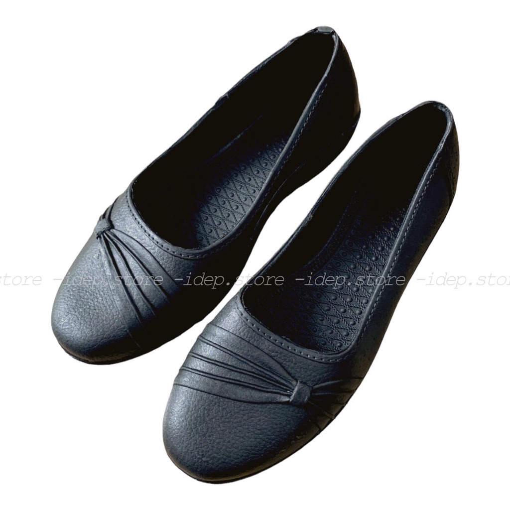 Giày búp bê nhựa dẻo nữ đi mưa đi làm cao 2.5cm cao su êm chân chống trơn trượt siêu bền Maipy G058- Đen