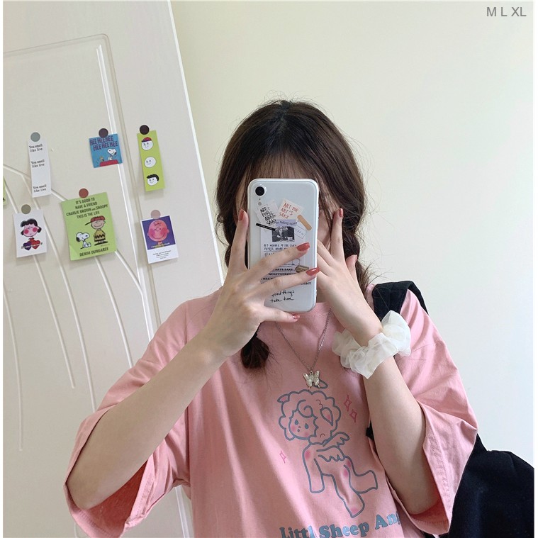 Áo thun tay lỡ  Litte Sheep Angel  phông Unisex nam nữ tee oversize form rộng pull Ulzzang Streetwear Hàn Quốc vải mềm