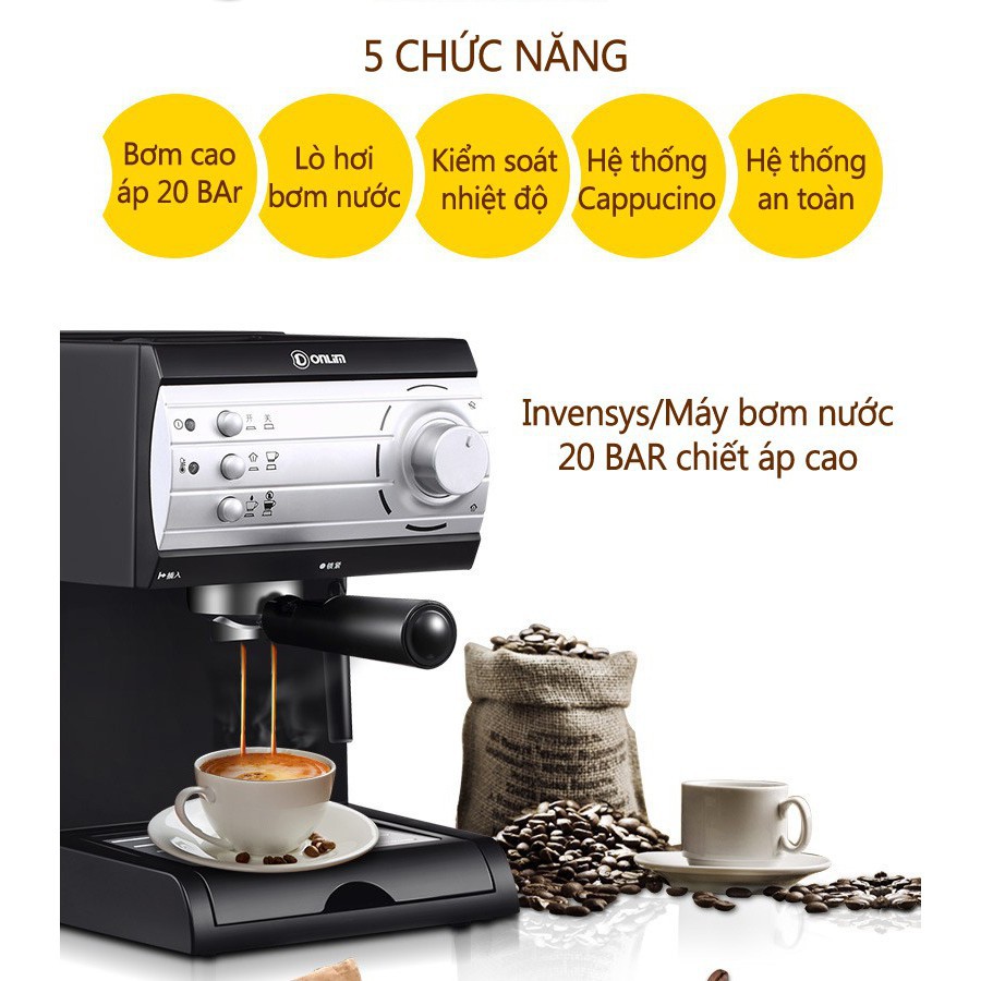 Máy pha cà phê espresso,máy pha cà phê dễ dàng thuận tiện - DONLIM KF6001