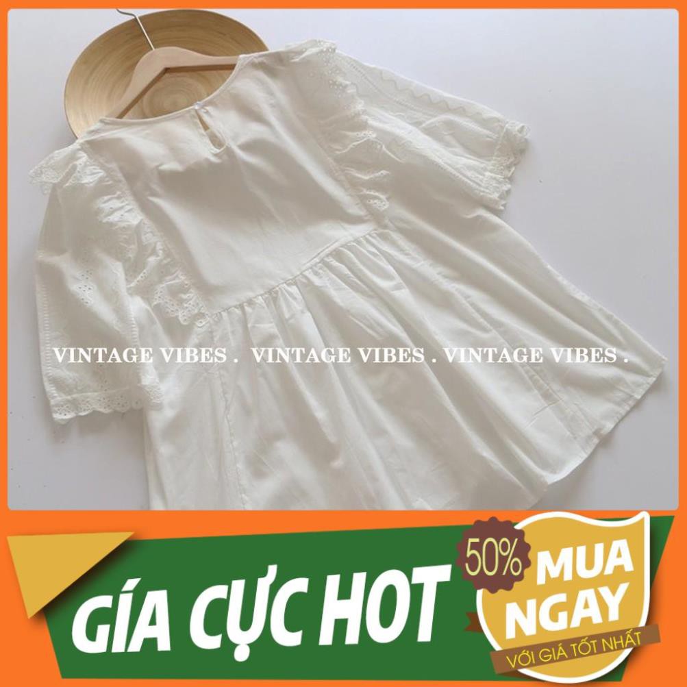 Áo babydoll phối ren ngực tay phồng (hàng QC) - Ảnh thật + Video thật 1000% *